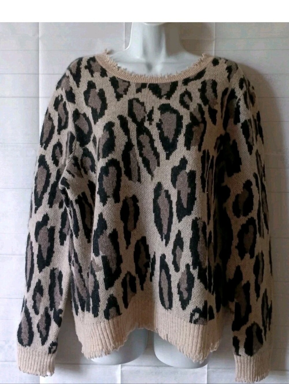 Chelsea & Theodore Size XL Thick 100% Cashmere Leopard Sweater 268.00